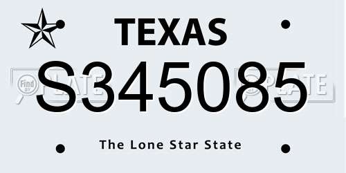 S345085 Texas License Plate