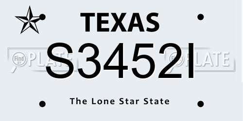 S3452I Texas License Plate
