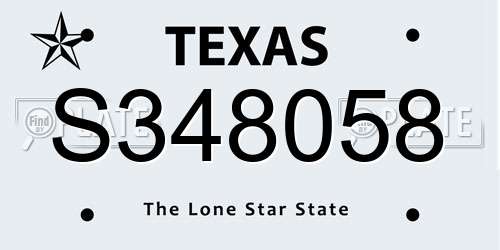 S348058 Texas License Plate