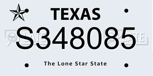 S348085 Texas License Plate