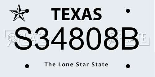 S34808B Texas License Plate