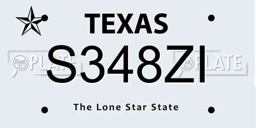S348ZI Texas License Plate