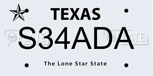 S34ADA Texas License Plate