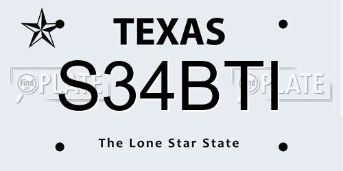 S34BTI Texas License Plate