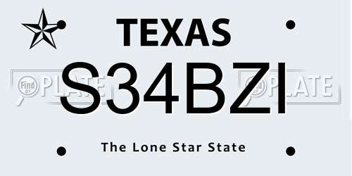 S34BZI Texas License Plate