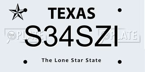 S34SZI Texas License Plate