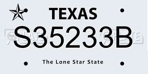 S35233B Texas License Plate