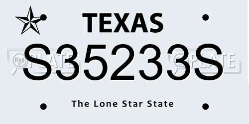 S35233S Texas License Plate