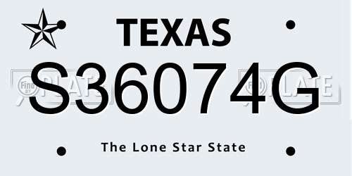 S36074G Texas License Plate