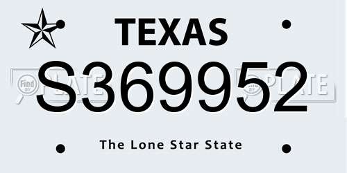 S369952 Texas License Plate