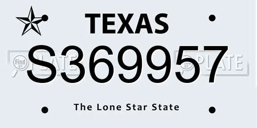 S369957 Texas License Plate