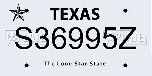 S36995Z Texas License Plate