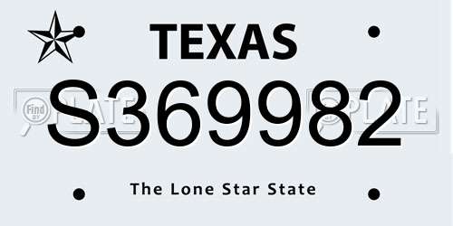 S369982 Texas License Plate