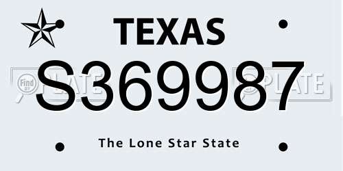S369987 Texas License Plate