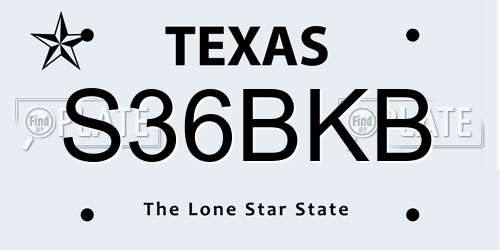S36BKB Texas License Plate