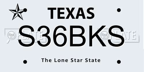 S36BKS Texas License Plate