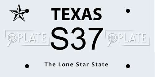 S37 Texas License Plate