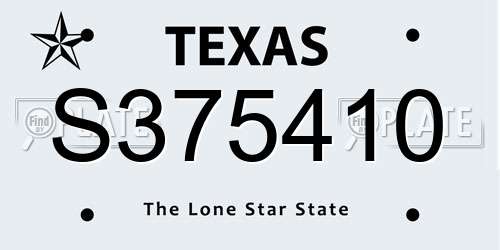 S375410 Texas License Plate