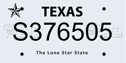 S376505 Texas License Plate