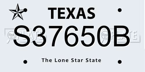 S37650B Texas License Plate