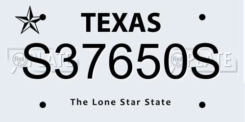 S37650S Texas License Plate