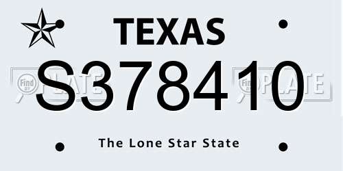 S378410 Texas License Plate