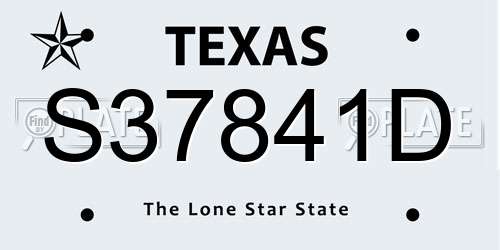 S37841D Texas License Plate