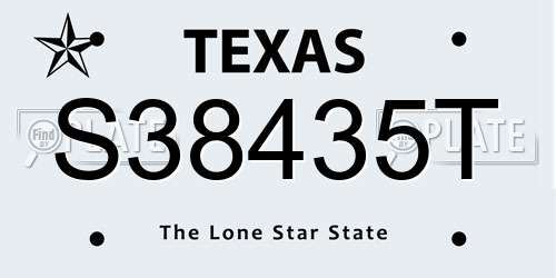 S38435T Texas License Plate