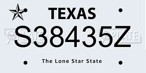 S38435Z Texas License Plate