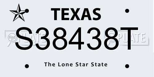 S38438T Texas License Plate