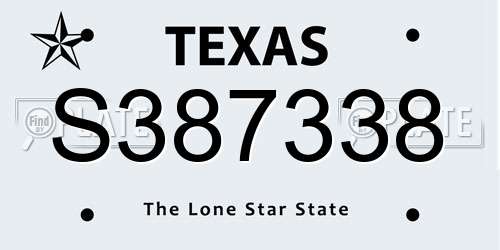 S387338 Texas License Plate
