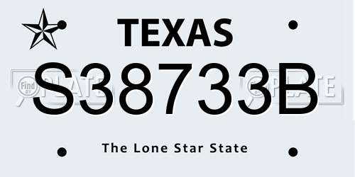 S38733B Texas License Plate