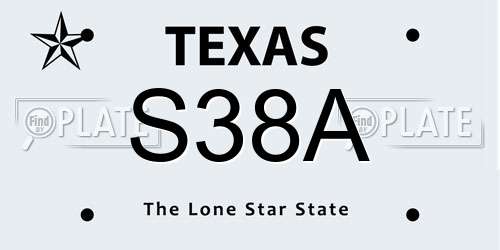 S38A Texas License Plate