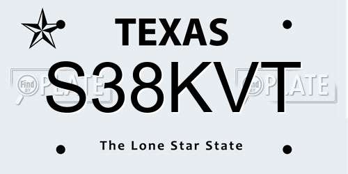 S38KVT Texas License Plate