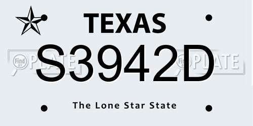 S3942D Texas License Plate