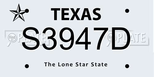 S3947D Texas License Plate