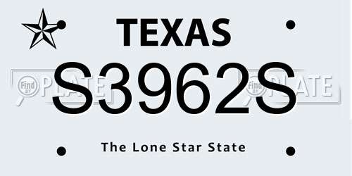 S3962S Texas License Plate
