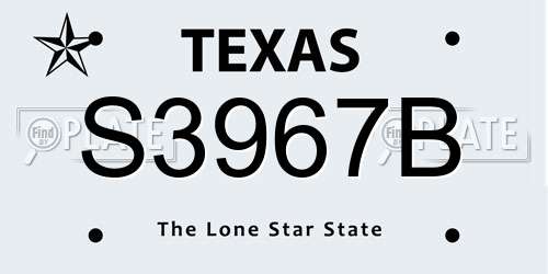 S3967B Texas License Plate