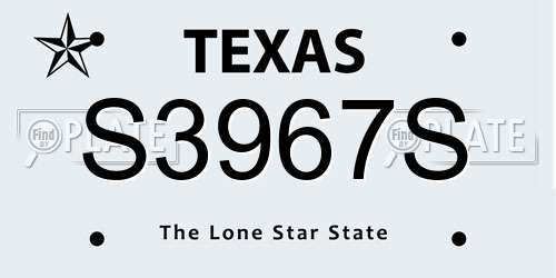 S3967S Texas License Plate