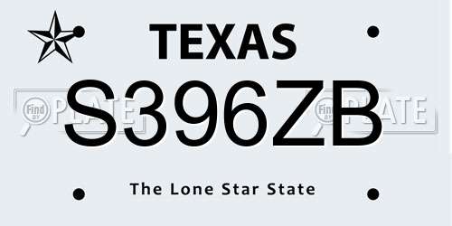 S396ZB Texas License Plate