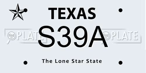 S39A Texas License Plate