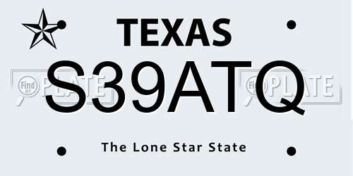 S39ATQ Texas License Plate