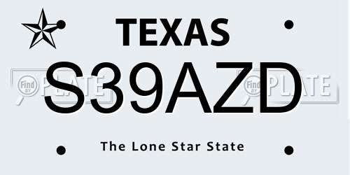S39AZD Texas License Plate