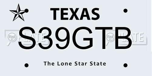 S39GTB Texas License Plate