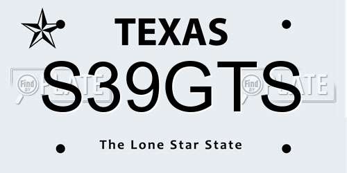 S39GTS Texas License Plate