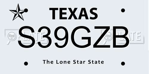 S39GZB Texas License Plate