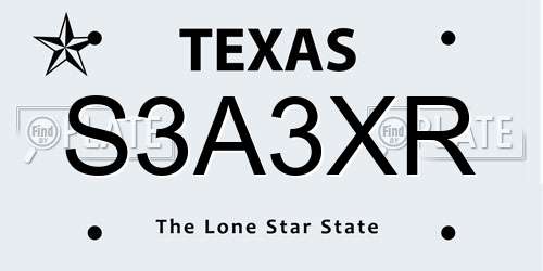 S3A3XR Texas License Plate