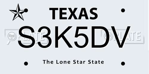 S3K5DV Texas License Plate