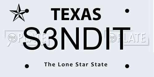 S3NDIT Texas License Plate