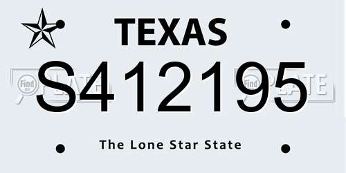 S412195 Texas License Plate